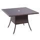 Rattan Table Glass Top Dining Tables Outdoor Garden Patio Furniture Parasol Hole