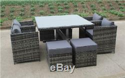 Rattan Wicker Conservatory Outdoor Garden Furniture Patio Cube Table Chair Set