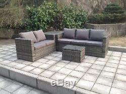 Rattan Wicker Conservatory Outdoor Garden Furniture Set Corner Set Grey Thick