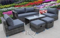 Rattan Wicker Conservatory Outdoor Garden Furniture Set Cube Sofa Table Grey