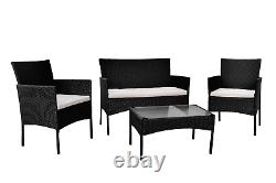 Rattan Wicker Garden Furniture Set 4 Piece Chairs Sofa Table Back Patio Set