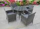 Rattan Wicker Garden Outdoor Bistro 4 Table And Chairs Furniture Patio Set Grey