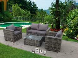 Rattan Wicker Garden Outdoor Grey Table And Chairs Furniture Patio Corner Sofa