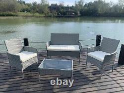 Rattan furniture garden table chair and sofa set, grey colour