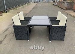 Rattan garden furniture Dining Table And 4 Chairs Set And Cushions Clearance