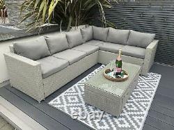 Rattan garden furniture corner sofa grey