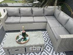 Rattan garden furniture corner sofa grey