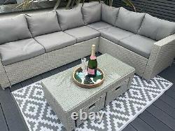 Rattan garden furniture corner sofa grey