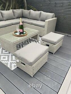 Rattan garden furniture corner sofa grey