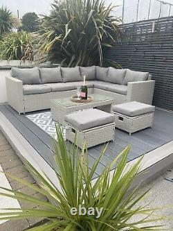 Rattan garden furniture corner sofa grey