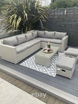 Rattan garden furniture corner sofa grey