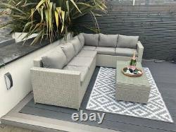 Rattan garden furniture corner sofa grey