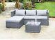 Rattan Garden Furniture Corner Sofa Set Available In Grey, Cream Or Black