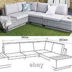 Rattan garden furniture corner sofa set grey