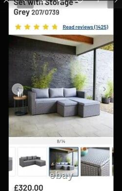 Rattan garden furniture corner sofa set grey- ARGOS