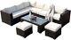 Rattan Garden Furniture Set. Luxury 8 Seater Corner Sofa