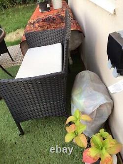 Rattan garden furniture set Table, 2 Chairs 1 Bench Excellent Condition