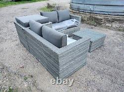 Rattan garden furniture set grey
