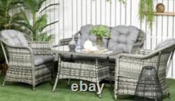 Rattan garden furniture sofa set grey