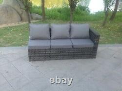 Rattan left single arm 3 seater lounge sofa outdoor garden furniture in grey