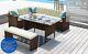 Ratten Garden Sofa Conservatory Outdoor Furniture Set With Coffee Table Brown