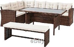 Ratten Garden Sofa Conservatory Outdoor Furniture Set With Coffee Table Brown