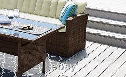 Ratten Garden Sofa Conservatory Outdoor Furniture Set With Coffee Table Brown