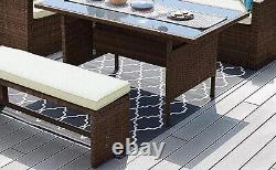 Ratten Garden Sofa Conservatory Outdoor Furniture Set With Coffee Table Brown