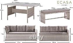 Ratten Garden Sofa Conservatory Outdoor Furniture Set With Coffee Table Brown