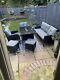 Ratten Garden Furniture 3 Seater Sofa 2 Single Chairs 2 X Stools Grey Cushions