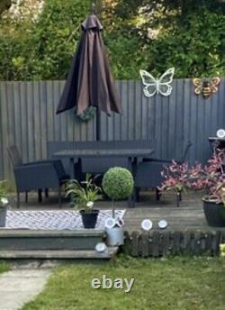 Ratten garden furniture 3 Seater Sofa 2 Single Chairs 2 X Stools Grey Cushions