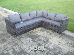 Right arm 7 seater grey rattan corner sofa set chair outdoor garden furniture