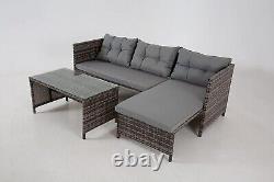 Riverside 3-Seater L-Shape Rattan Garden Sofa Set Corner Furniture Outdoor