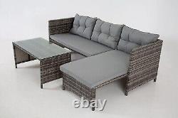 Riverside 3-Seater L-Shape Rattan Garden Sofa Set Corner Furniture Outdoor