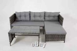 Riverside 3-Seater L-Shape Rattan Garden Sofa Set Corner Furniture Outdoor