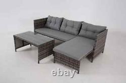 Riverside 3-Seater L-Shape Rattan Garden Sofa Set Corner Furniture Outdoor