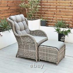 Riviera Rattan Garden Patio Furniture 5 Pc Set with Chair Stool, Table FREE covr