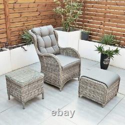 Riviera Rattan Garden Patio Furniture 5 Pc Set with Chair Stool, Table FREE covr