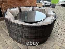 Rosen 8 Seater Round Rattan Garden Furniture Set Brown