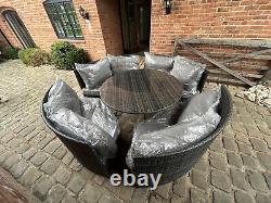 Rosen 8 Seater Round Rattan Garden Furniture Set Grey Rrp£1,999