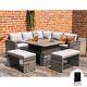 Rosen Rattan Garden Furniture 9 Seater Corner Sofa Rising Table Set 2 Benches