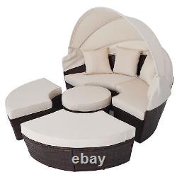 Round Garden Sofa Bed Garden Patio Furniture Set Daybed Sun Island Lounge UK