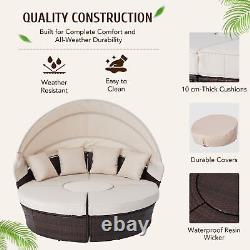 Round Garden Sofa Bed Garden Patio Furniture Set Daybed Sun Island Lounge UK