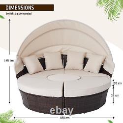 Round Garden Sofa Bed Garden Patio Furniture Set Daybed Sun Island Lounge UK