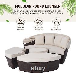 Round Garden Sofa Bed Garden Patio Furniture Set Daybed Sun Island Lounge UK