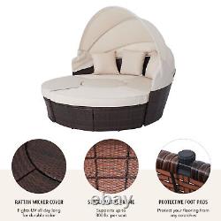 Round Garden Sofa Bed Garden Patio Furniture Set Daybed Sun Island Lounge UK