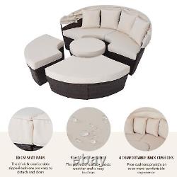 Round Garden Sofa Bed Garden Patio Furniture Set Daybed Sun Island Lounge UK