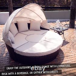 Round Garden Sofa Bed Garden Patio Furniture Set Daybed Sun Island Lounge UK