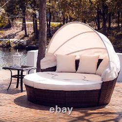 Round Garden Sofa Bed Garden Patio Furniture Set Daybed Sun Island Lounge UK