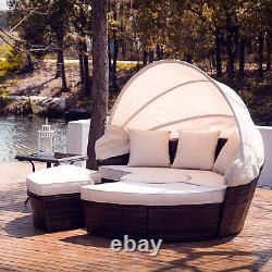 Round Garden Sofa Bed Garden Patio Furniture Set Daybed Sun Island Lounge UK